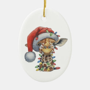 Festive Giraffe Ceramic Tree Decoration