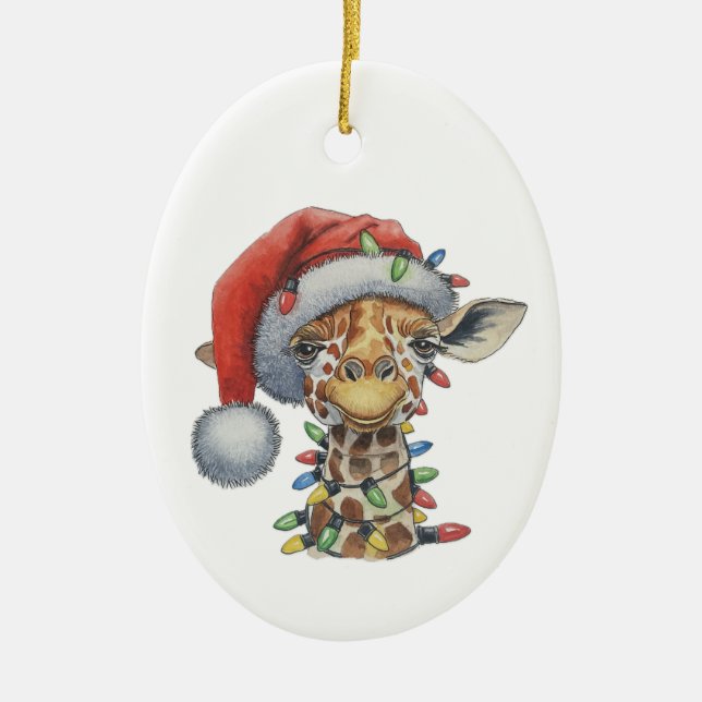 Festive Giraffe Ceramic Tree Decoration (Front)