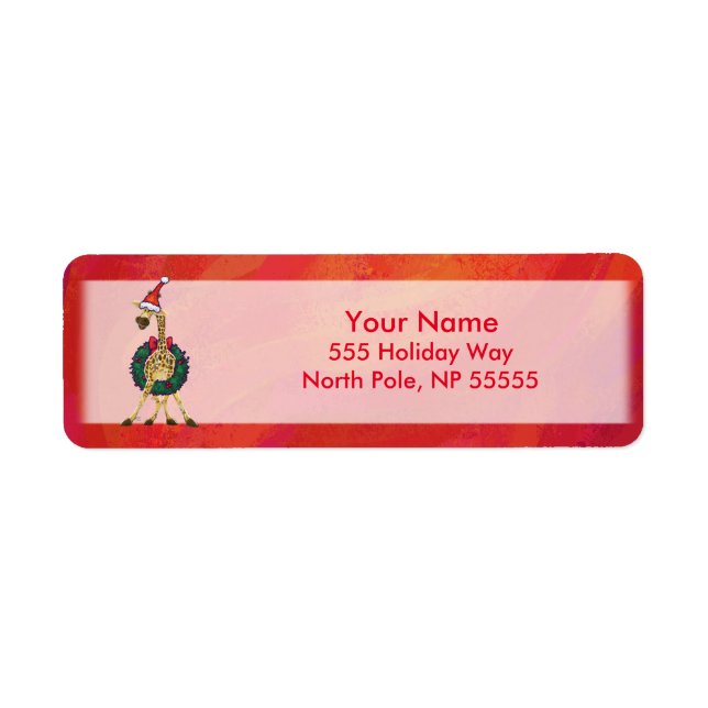 Festive Giraffe Christmas Label (Front)