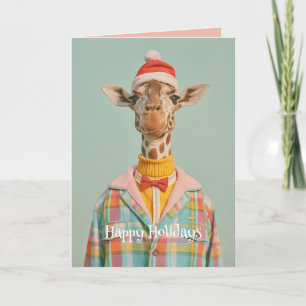 Festive Giraffe in Colourful Holiday Style Card