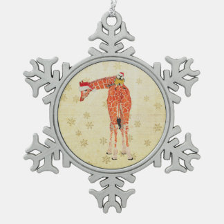 Festive Giraffe & Little Bird Ornament