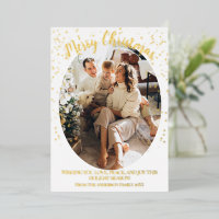 Festive Glam One Oval Photo Golden Sparkling Stars
