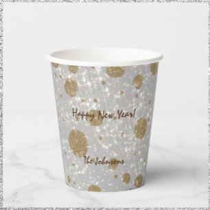 Festive Glitter Happy New Year Paper Cups