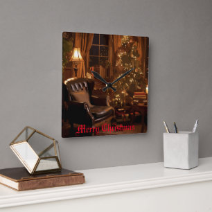 Festive Glow Square Wall Clock