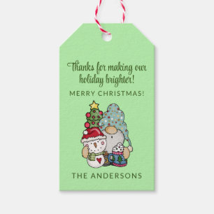 Festive Gnome Merry Christmas Party Favour Gift Tags