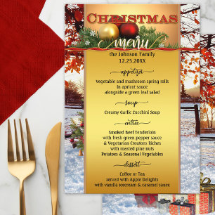 Festive Gold Artistic Christmas Menu