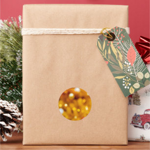 Festive Gold Christmas Bokeh Background Classic Round Sticker