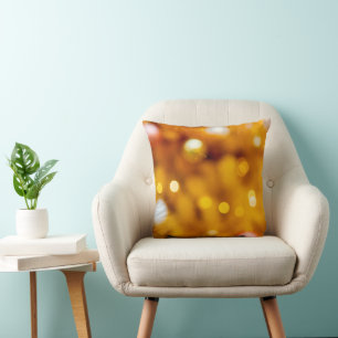Festive Gold Christmas Bokeh Background Cushion