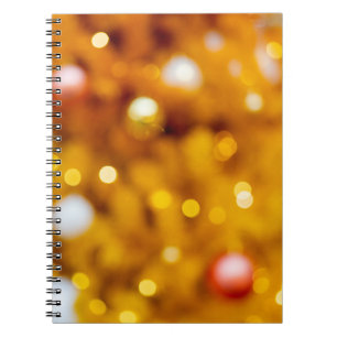 Festive Gold Christmas Bokeh Background Notebook