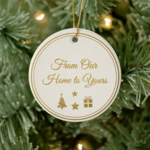Festive Gold Christmas Tag Ceramic Tree Decoration