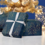 Festive Gold Christmas Trees Blue Midnight Wrapping Paper<br><div class="desc">Beautiful Gold Christmas trees against festive midnight blue make the perfect gift-giving for this Christmas holiday season.</div>