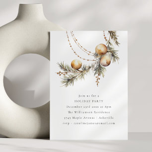 Festive Gold Garland Christmas Party Holiday Invitation