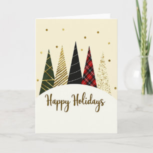 Festive Gold Holiday Trees Card