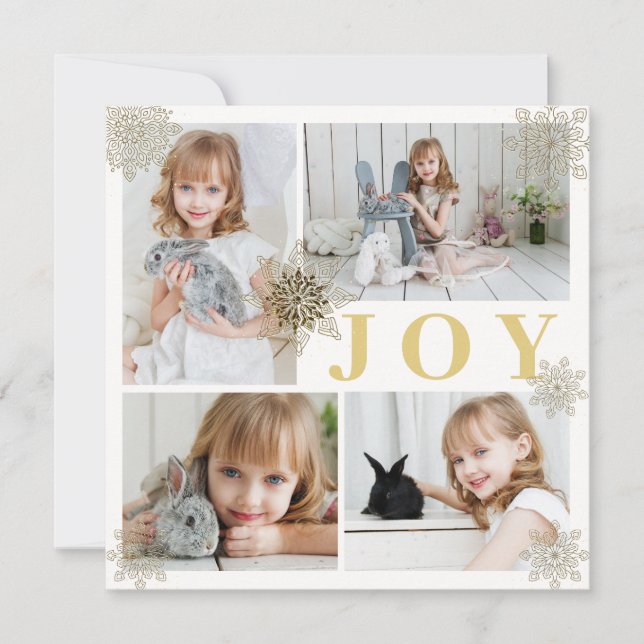 Festive Gold Joy Christmas Photo Holiday Card (Front)