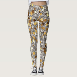 Festive gold mixed tiled pattern New Years  Leggings