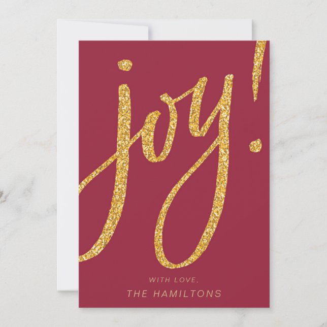 Festive Gold Red Joy Christmas Holiday Card (Front)