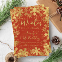 Festive Gold Red Winter ONEDERLAND 1st Birthday