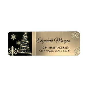 Festive Gold Snowflakes Christmas Tree Label