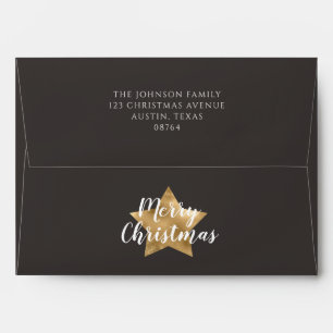 Festive Gold Star Merry Christmas Envelope