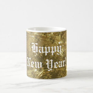 Festive Gold Stars Happy New Year Coffee Mug