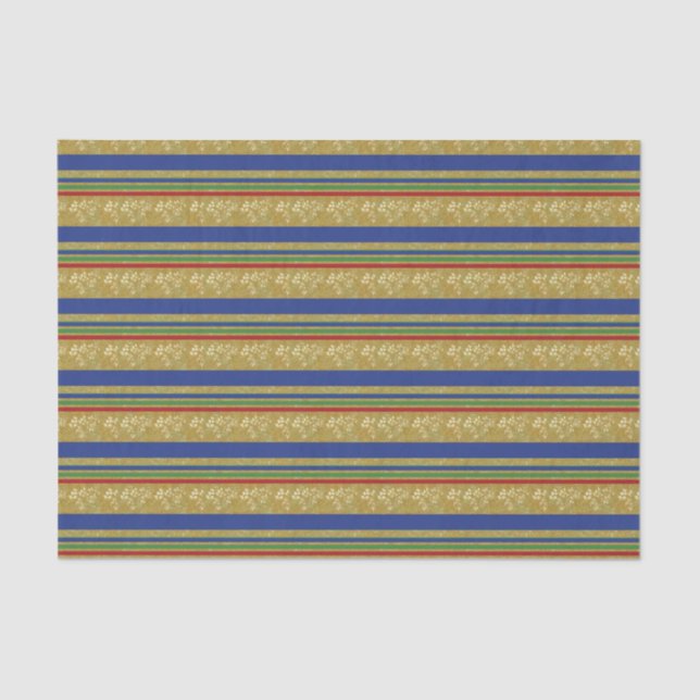 Festive Gold Stripes Holiday Tissue Paper (Front)
