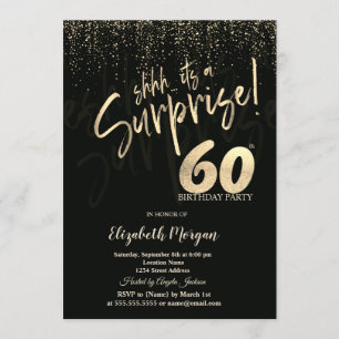 Festive Gold Surprise 60th Birthday Party Invitation