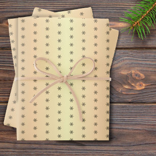 Festive Golden Metallic Snowflake Christmas Wrapping Paper Sheet