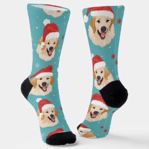 Festive Golden Retriever Christmas Crew Socks 