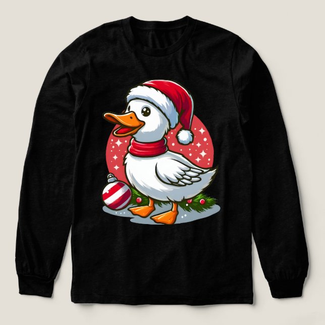 Festive Goose Christmas – Funny Holiday Gag Gift  Tri-Blend Shirt (Design Front)