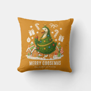 Festive Goose Christmas Tree Holiday Cushion