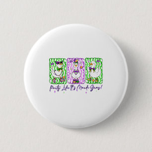 Festive Goose Coquette Bow Party Like Its Mardi Gr 6 Cm Round Badge