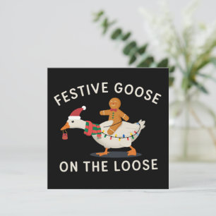 Festive Goose On The Loose Christmas Gingerbread  Holiday Card