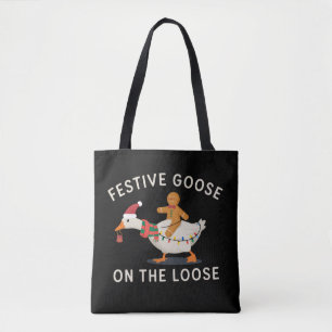 Festive Goose On The Loose Christmas Gingerbread  Tote Bag