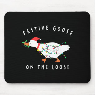 Festive Goose On The Loose Christmas Santa Silly G Mouse Pad