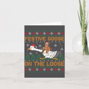 Festive Goose On The Loose Funny Gingerbread Ugly  Card