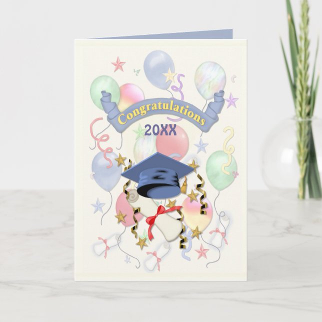 Festive Graduation Balloons Card (Front)