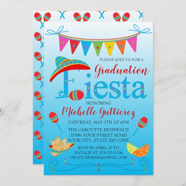 Festive Graduation Fiesta Invitation (Front/Back)