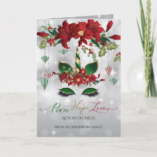 Festive Green and Gold Holiday Unicorn Face