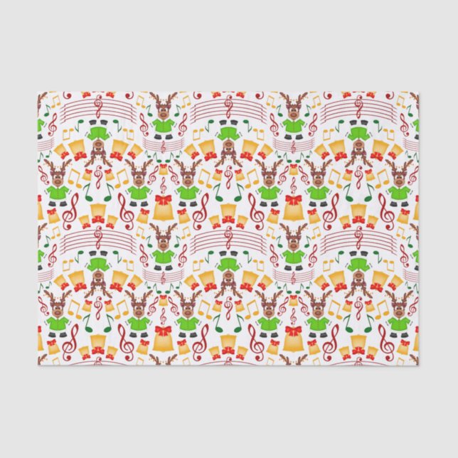 Festive Green And Gold Kasky Christmas Reindeer Tissue Paper (Front)