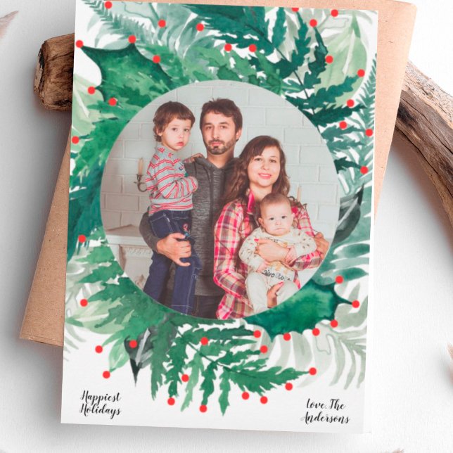 Festive Green and Red Christmas Holiday Photo Card (Creator Uploaded)