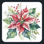 Festive Green and Red Christmas Holiday Square Sticker<br><div class="desc">***this design is part of a christmas holiday collection*** _______________________ this design template is fully editable and customisable by you the customer - click personalise further button if you want to move, add, delete or make major changes to the design _______________________ *if you have any DESIGN questions or need more...</div>