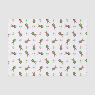 Festive Green And Red Kasky Christmas Reindeer Tissue Paper