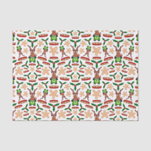 Festive Green And Red Kasky Christmas Reindeer Tissue Paper