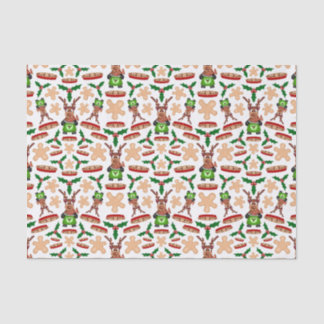 Festive Green And Red Kasky Christmas Reindeer Tissue Paper