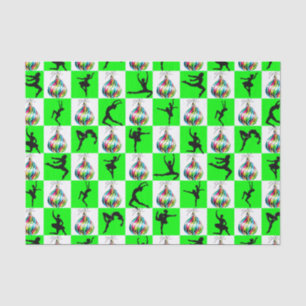FESTIVE GREEN BALLERINA CHRISTMAS DESIGN TISSUE PAPER