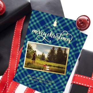 Festive Green & Blue Plaid Photo