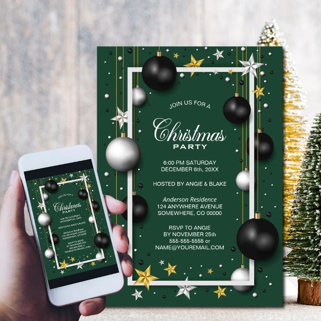 Festive Green Christmas Party Invitation (Creator Uploaded)