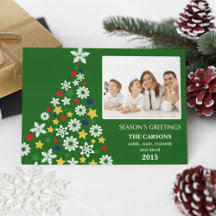Festive Green Christmas Tree Holiday Photocard