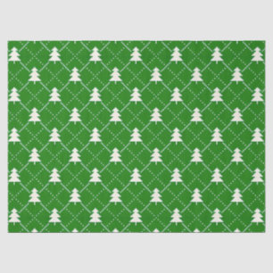 Festive Green Christmas Tree Pattern Tissue Paper
