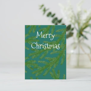 Festive Green Fir Tree Branches Christmas Postcard